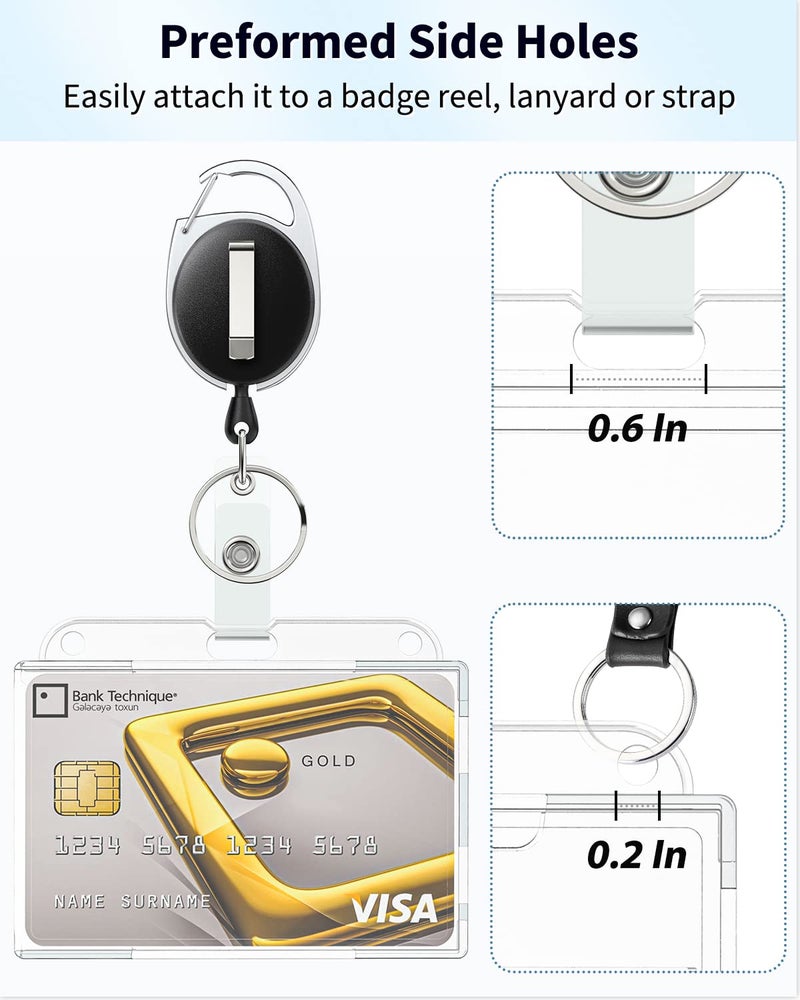 Pawfly 5 Pack Horizontal 2-Card Badge Holder with Thumb Slot Hard Transparent PC Case Protector for Office School IDs Credit Cards Driverâ€™s Licenses and Passes - Image 5